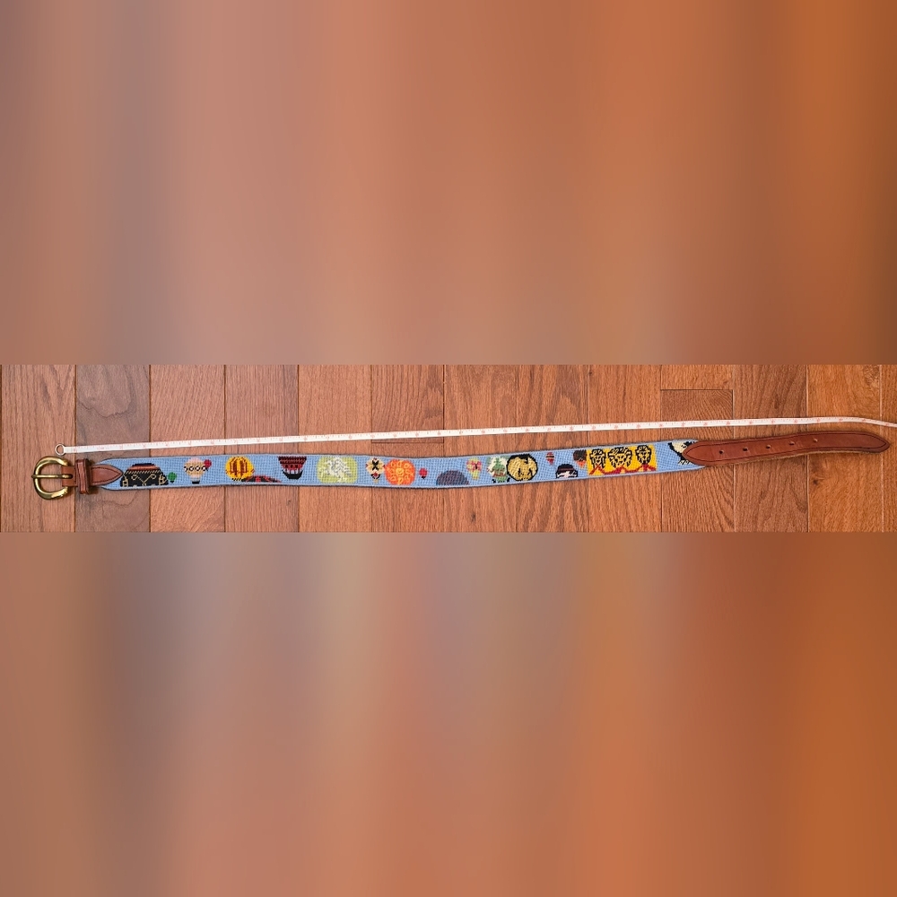 Vintage Handmade Hot Air Balloon Needlepoint Belt - Picture 6 of 8